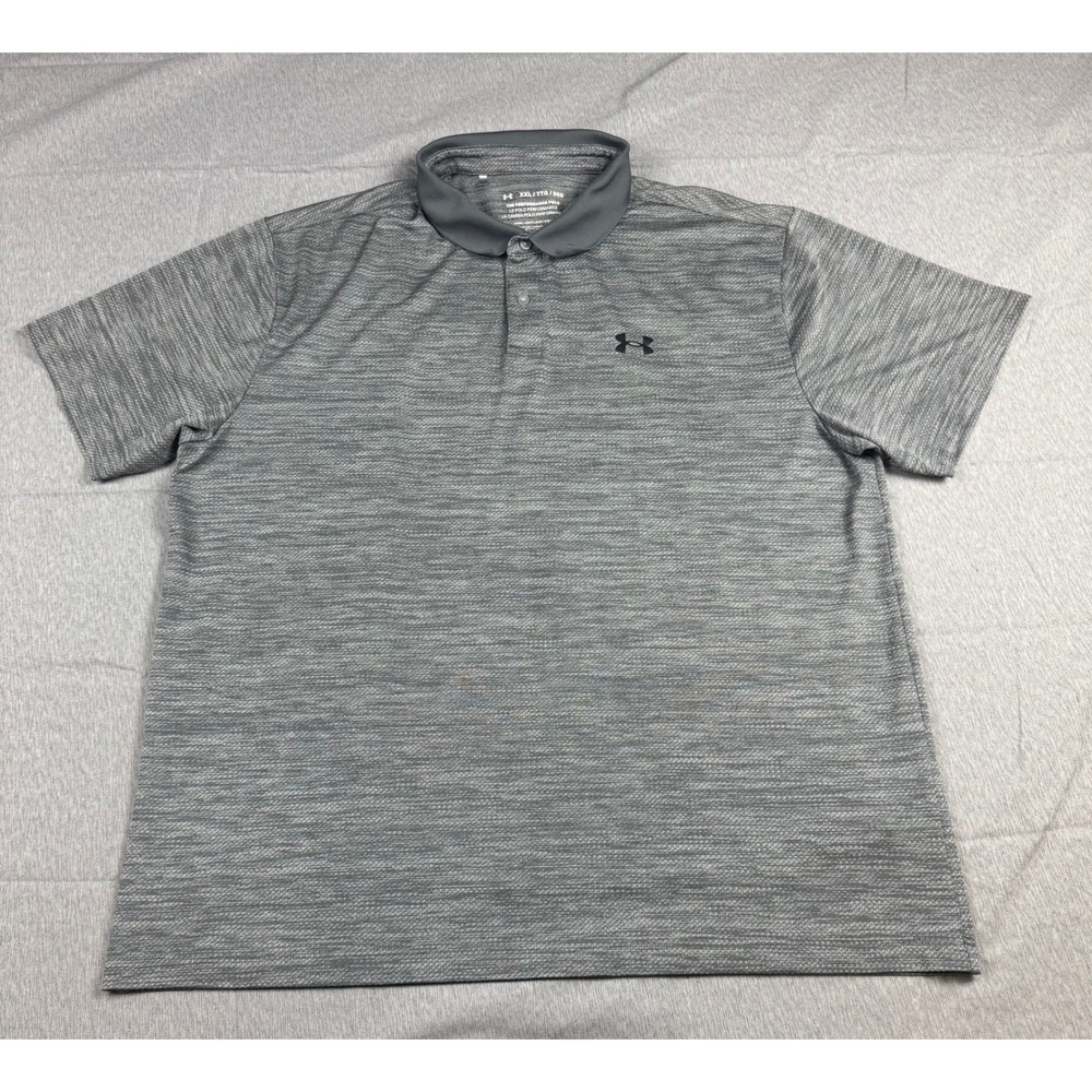 Under Armour Mens Performance Polo Shirt XXL Gray Space Dye Loose Fit 1342080